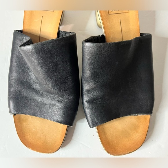 Dolce Vita Women’s Black Leather Slide Sandals, Size 7.5M, Block Heel - Picture 4 of 9